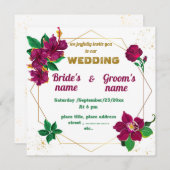 Hibiskus, Rose Blume geometrische Hochzeit Einladung (Vorne/Hinten)