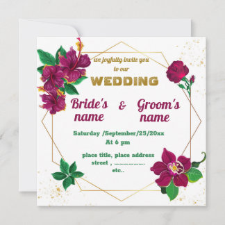 Hibiskus, Rose Blume geometrische Hochzeit Einladung
