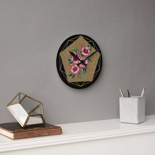 Hibiskus Runde Wanduhr (Büro)