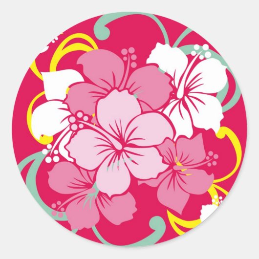 Hibiskus Runder Aufkleber (Vorderseite)