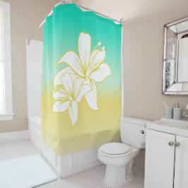 Hibiskus Sand und Meeresfarbe Ombre Duschvorhang