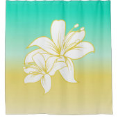 Hibiskus Sand und Meeresfarbe Ombre Duschvorhang (Vorderseite)