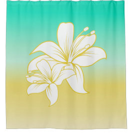 Hibiskus Sand und Meeresfarbe Ombre Duschvorhang