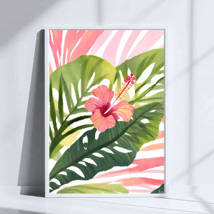 Hibiskus-Schönheit Tropische Blume Wasserfarbe Poster