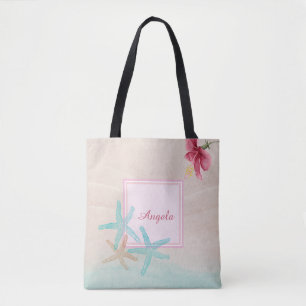 Hibiskus-Seesterne Strand Tasche