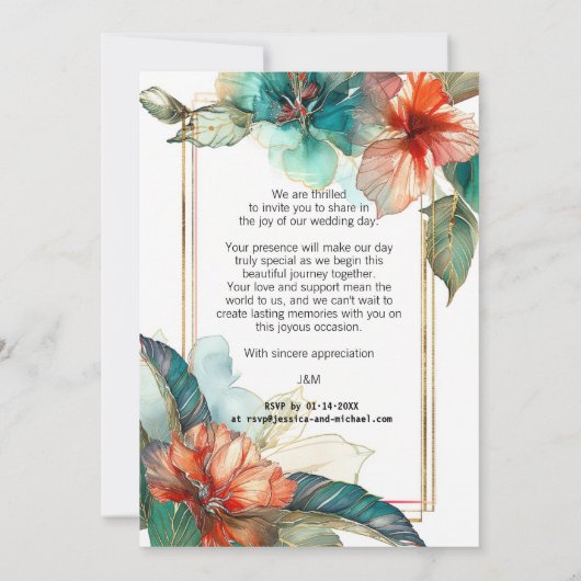 Hibiskus Serenade Paradise Hochzeit Einladung (Rückseite)