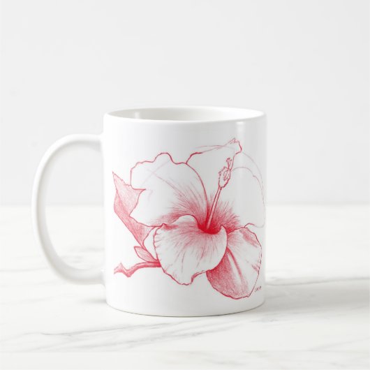 Hibiskus-Skizze-Tasse Kaffeetasse (Links)