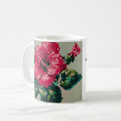 Hibiskus Soft Pastell Floral Pixel Art Kaffeetasse (Vorderseite Links)