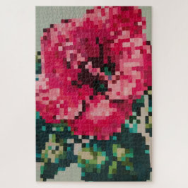 Hibiskus Soft Pastell Floral Pixel Art Puzzle