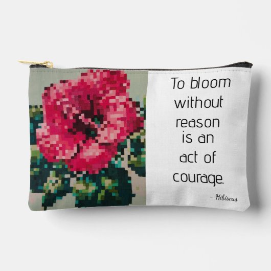 Hibiskus Soft Pastell Floral Pixel Art Zubehörtasche (Vorderseite)