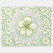 Hibiskus & Spitzen WHITE Fleecedecke (Vorderseite (Horizontal))