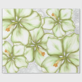 Hibiskus & Spitzen WHITE Geschenkpapier (Flach)