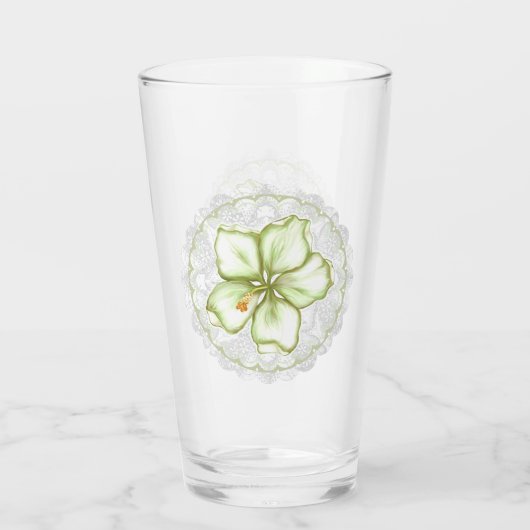 Hibiskus & Spitzen WHITE Glas (Rückseite)