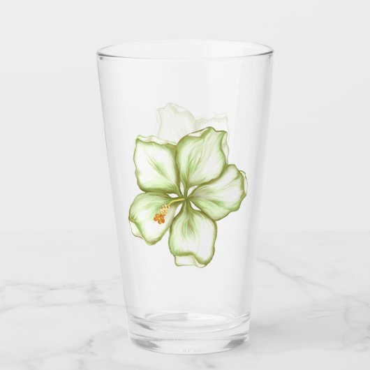 Hibiskus & Spitzen WHITE Glas (Vorderseite)