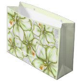 Hibiskus & Spitzen WHITE Große Geschenktüte (Vorderseite Schrägansicht)