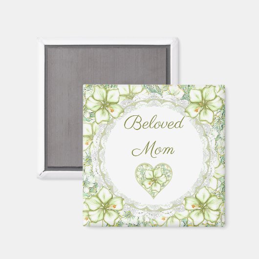 Hibiskus & Spitzen WHITE Magnet (Vorderseite/Rückseite)