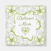 Hibiskus & Spitzen WHITE Magnet (Vorne)