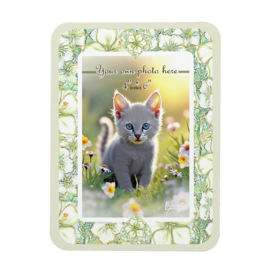 Hibiskus & Spitzen WHITE Magnet (Vertikal)