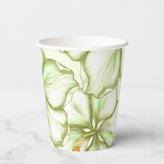 Hibiskus & Spitzen WHITE Pappbecher (Rückseite)