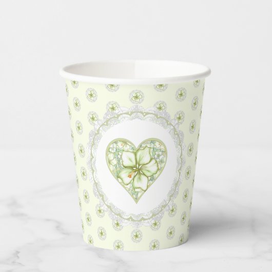 Hibiskus & Spitzen WHITE Pappbecher (Links)