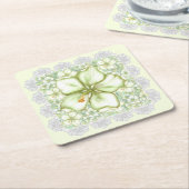 Hibiskus & Spitzen WHITE Rechteckiger Pappuntersetzer (angewinkelt)