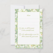 Hibiskus & Spitzen WHITE RSVP Karte (Rückseite)