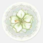 Hibiskus & Spitzen WHITE Runder Aufkleber (Vorderseite)