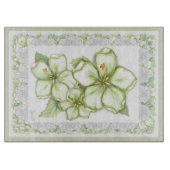 Hibiskus & Spitzen WHITE Schneidebrett (Vorderseite)