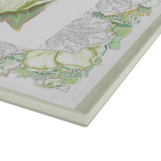 Hibiskus & Spitzen WHITE Schneidebrett (Ecke)