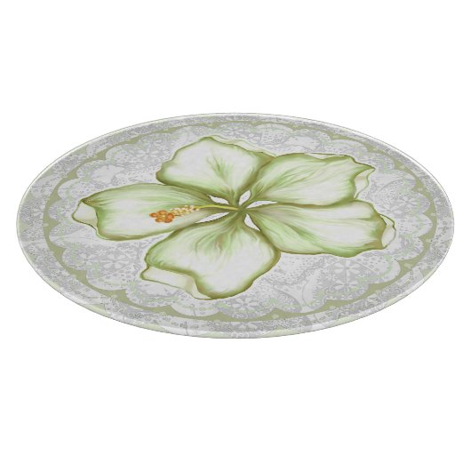 Hibiskus & Spitzen WHITE Schneidebrett (Ecke)