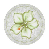 Hibiskus & Spitzen WHITE Schneidebrett (Vorderseite)