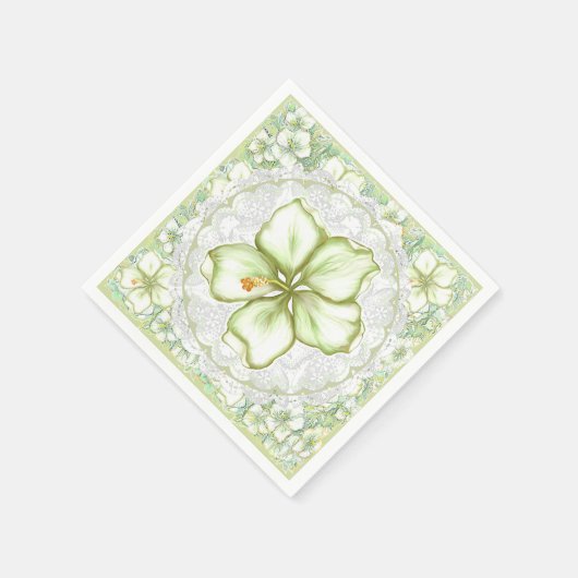 Hibiskus & Spitzen WHITE Serviette (Ecke)