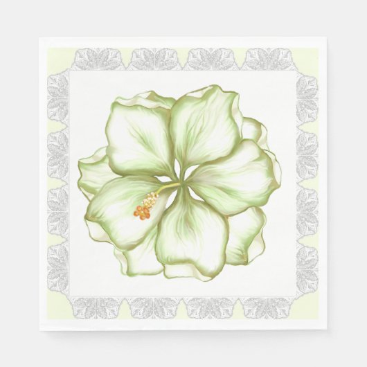 Hibiskus & Spitzen WHITE Serviette (Vorderseite)