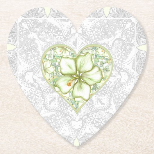 Hibiskus & Spitzen WHITE Untersetzer (Vorderseite)