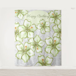 Hibiskus & Spitzen WHITE Wandteppich