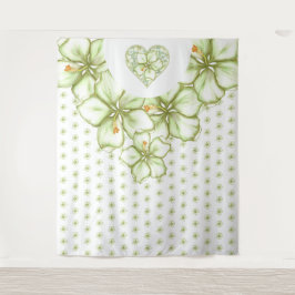 Hibiskus & Spitzen WHITE Wandteppich