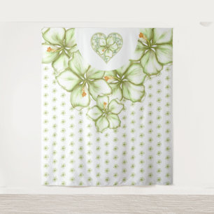 Hibiskus & Spitzen WHITE Wandteppich