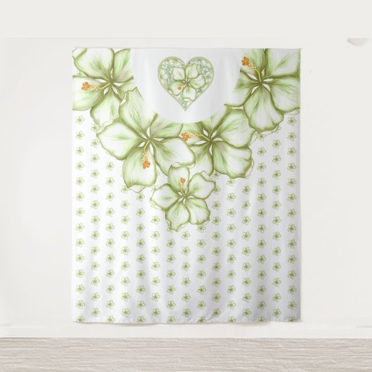 Hibiskus & Spitzen WHITE Wandteppich (Vorderseite)