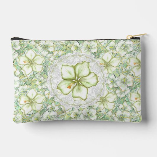 Hibiskus & Spitzen WHITE Zubehörtasche (Rückseite)