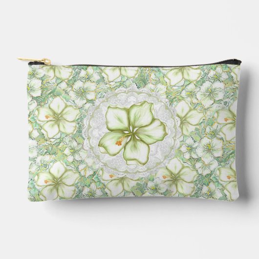 Hibiskus & Spitzen WHITE Zubehörtasche (Vorderseite)