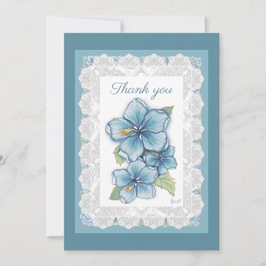 Hibiskus & Spitzenschuppen Dankeskarte (Vorderseite)