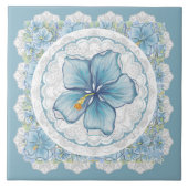 Hibiskus & Spitzenschuppen Fliese (Vorderseite)