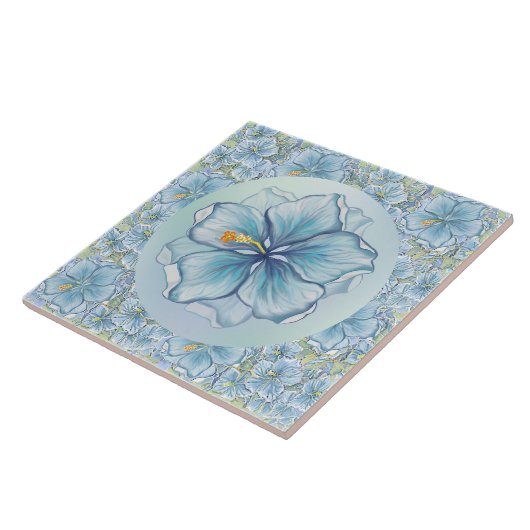 Hibiskus & Spitzenschuppen Fliese (Seite)