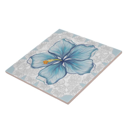 Hibiskus & Spitzenschuppen Fliese (Seite)