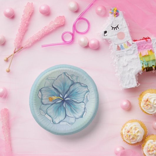 Hibiskus & Spitzenschuppen Pappteller (Party)