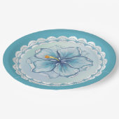 Hibiskus & Spitzenschuppen Pappteller (Schrägansicht)