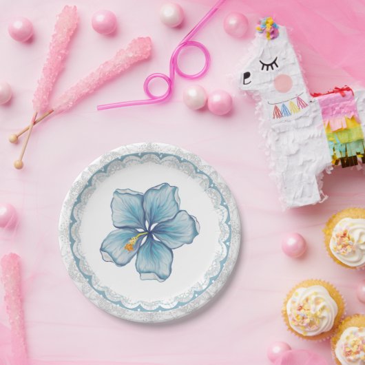Hibiskus & Spitzenschuppen Pappteller (Party)