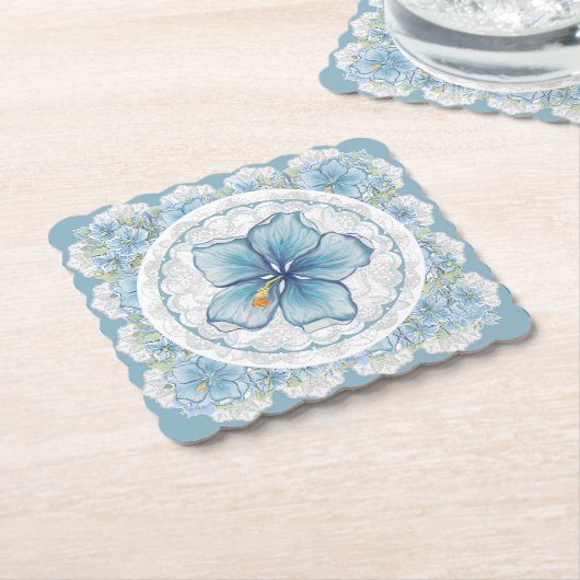 Hibiskus & Spitzenschuppen Untersetzer (angewinkelt)