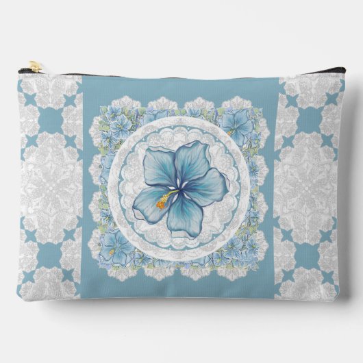 Hibiskus & Spitzenschuppen Zubehörtasche (Vorderseite)