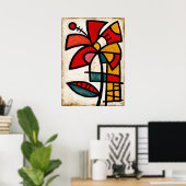 Hibiskus-Stammesabstraktion Poster (Heimbüro)